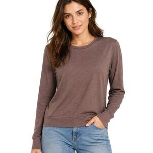 Lukka Lux Pullover Women Small Brown Long Sleeve Crewneck Activewear Top Stretch